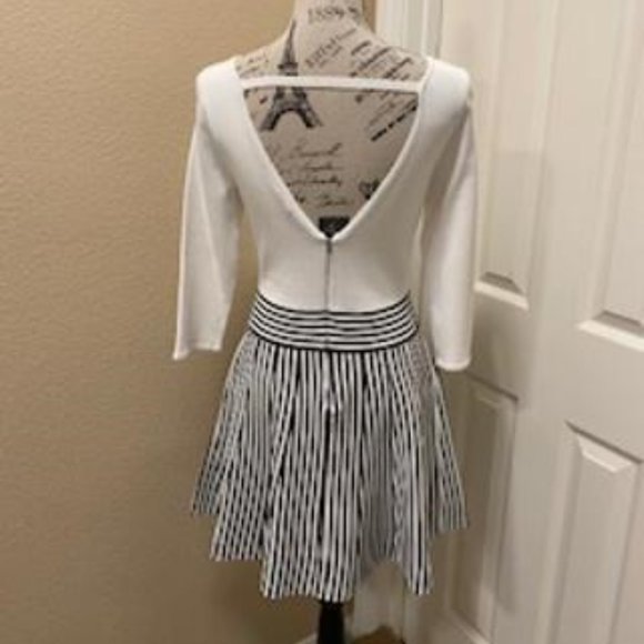 GUESS WHITE/NAVY STRIPE 3/4 SLEEVE CUTE DRESS XL - Picture 4 of 6